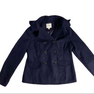 NEW Pea Coat Maralyn & Me Navy Hooded Juniors Size Large
